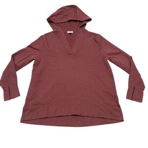 Garnet Hill Maroon Hooded Long Sleeve Pullover Sweatshirt Size S
